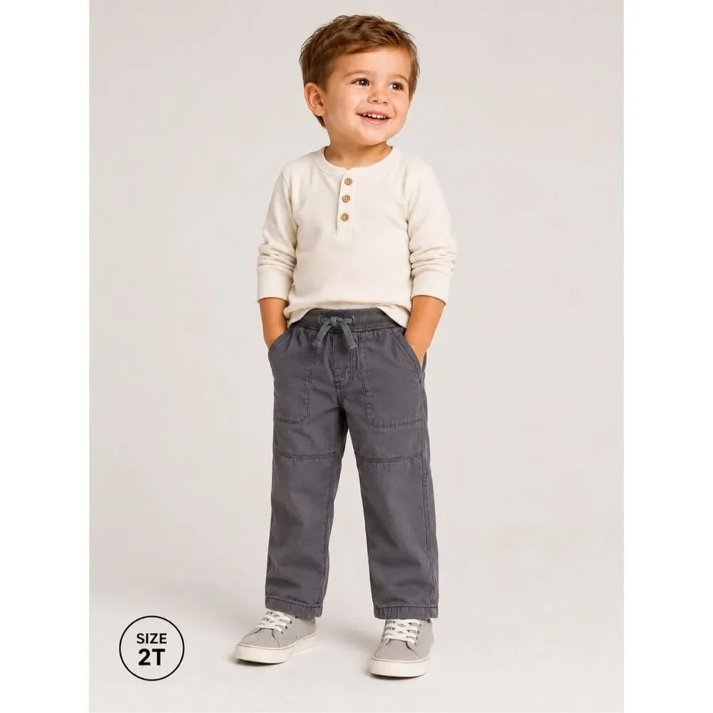 Carter’s Toddler Boys Gray Utility Jogger Pants 2T Cotton Pull On Casual Pants
